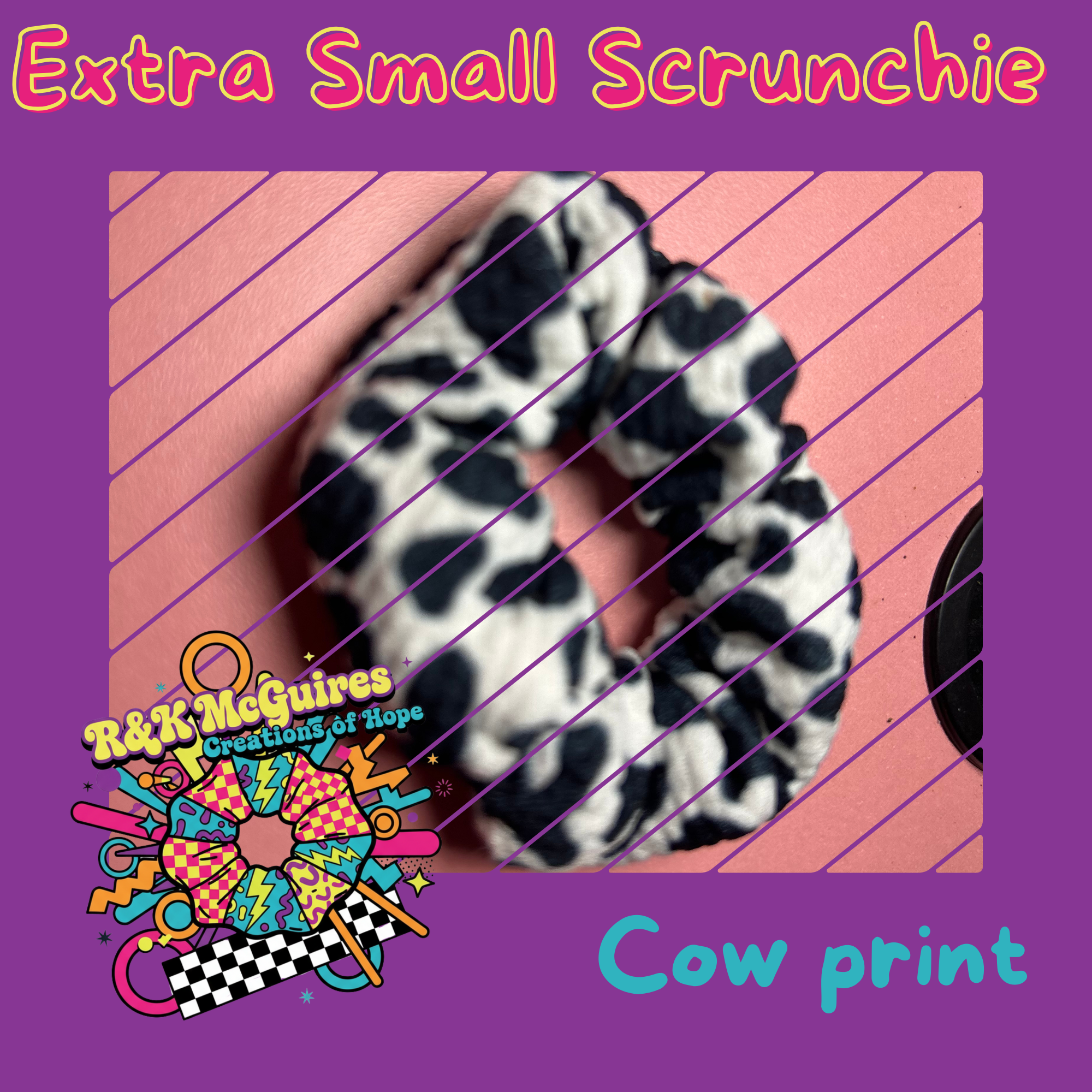 Handmade Cow Print Scrunchie – Extra Small | Ready to Ship