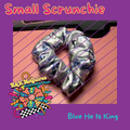 Handmade Blue “He Is King” Scrunchie – Small | Ready to Ship (silky fabric)